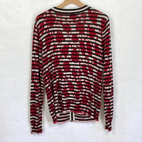 Silk Club Collection Striped Cardigan Abstract Artsy Cottage Grandma Core L - Picture 3 of 5